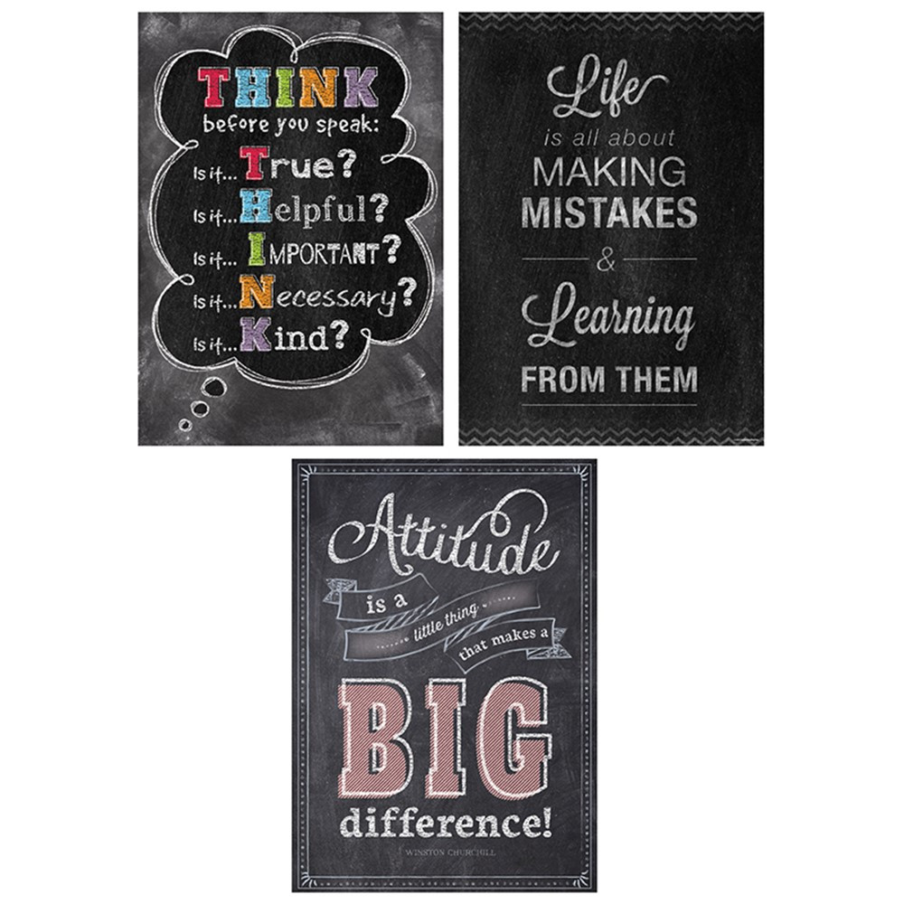 CTP7486 - Think Positive Poster Pack Chalk It Up in Motivational
