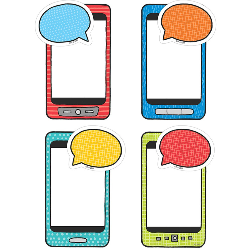 CTP8217 - Student Smartphones Speech Bubble 6 Designer Cutouts in Accents