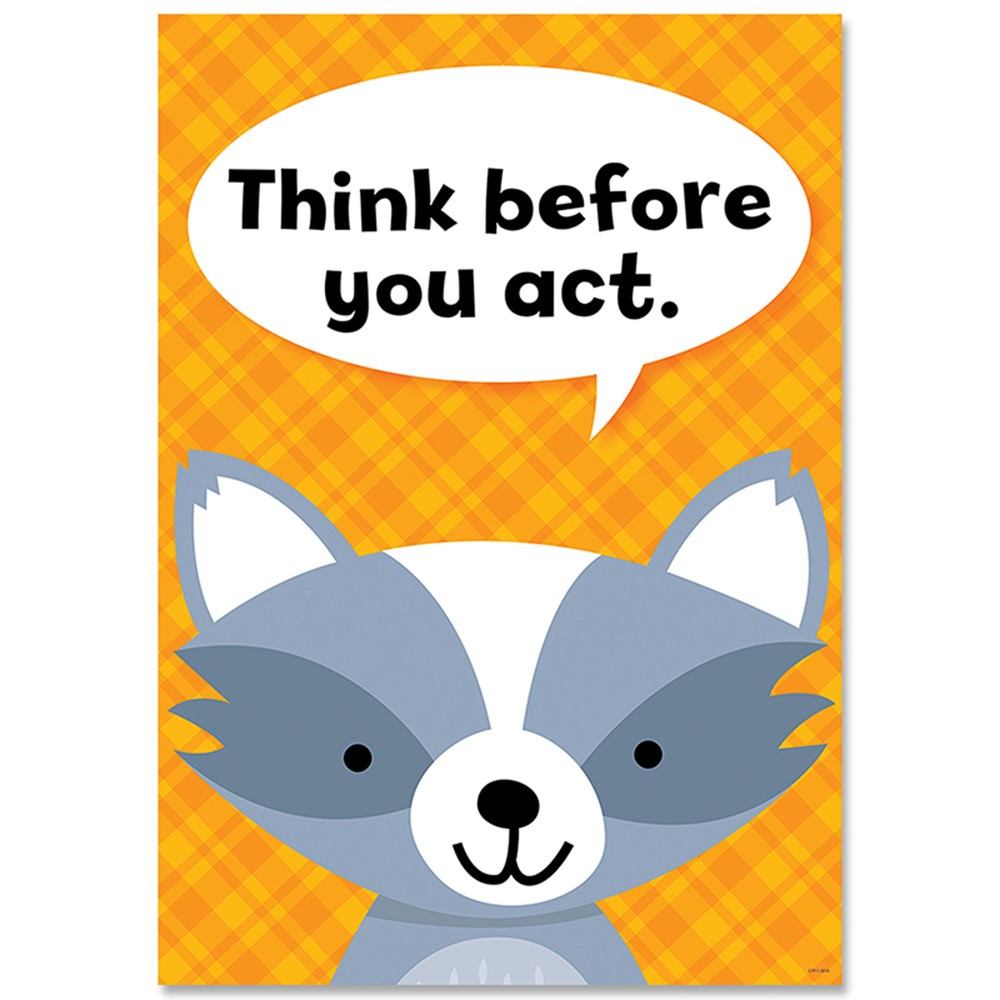 CTP8695 - Think Before U Act Woodland Friends Inspire U Poster in Inspirational