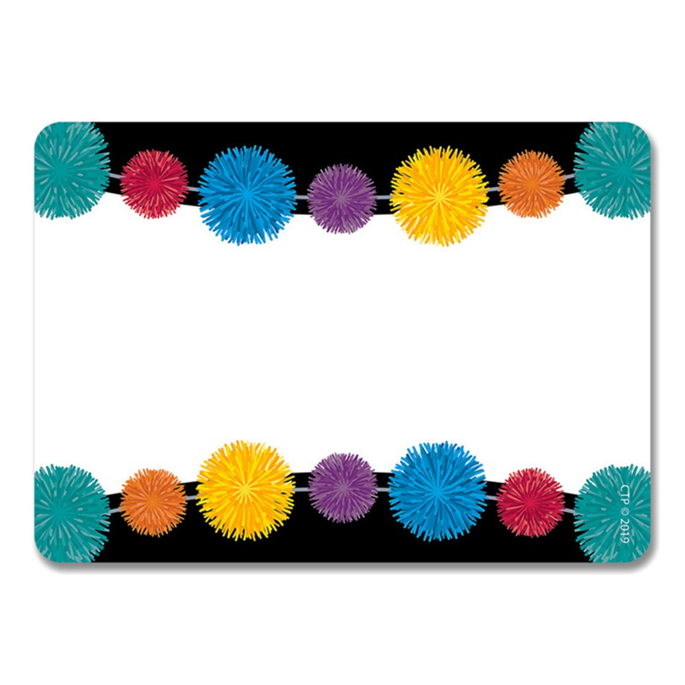 CTP8717 - Pom-Poms Name Tag Labels Adhesive in Name Tags