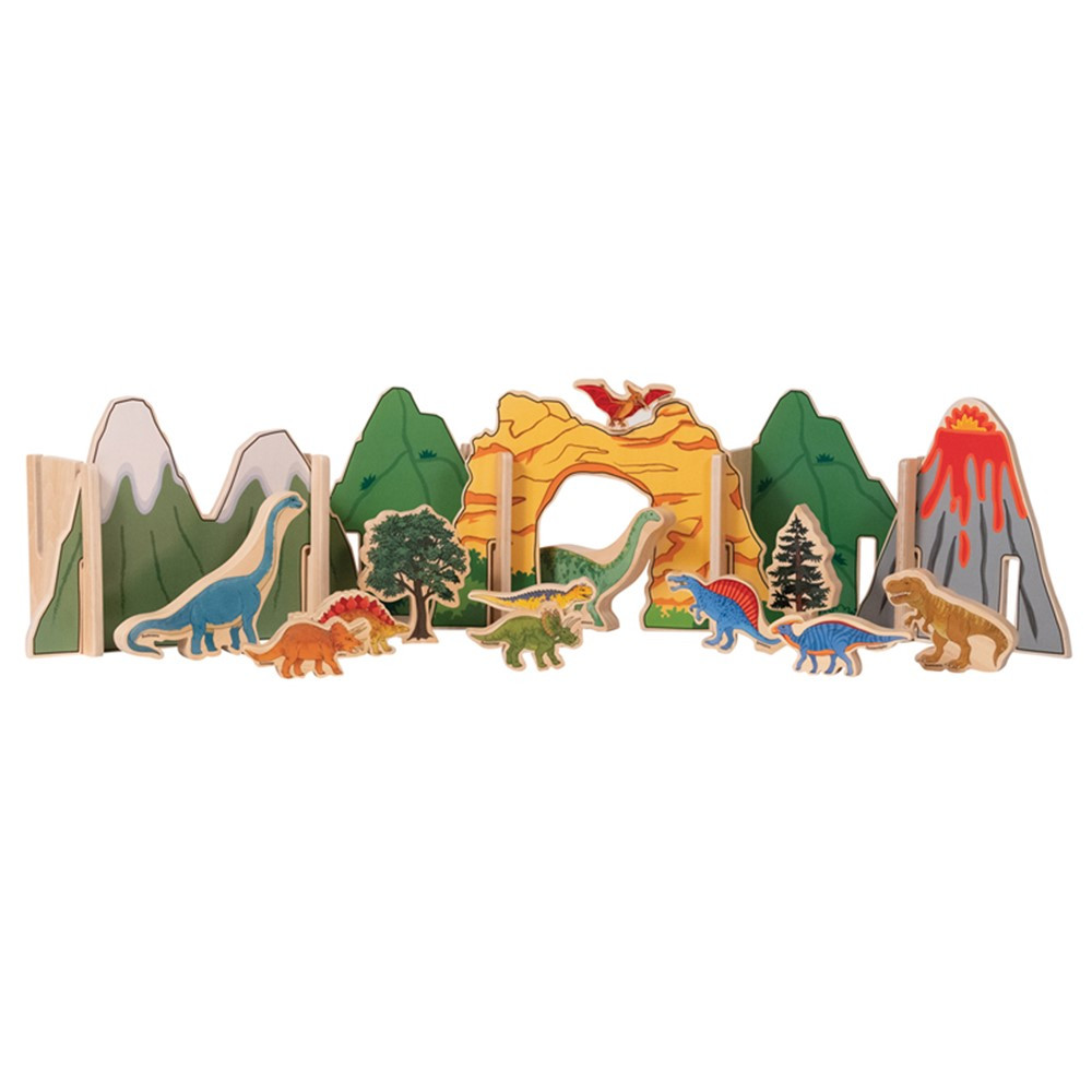 The Happy Architect, Wooden Building Set, Dinosaurs, 22 Pieces - CTUFF433 | Learning Advantage | Blocks & Construction Play