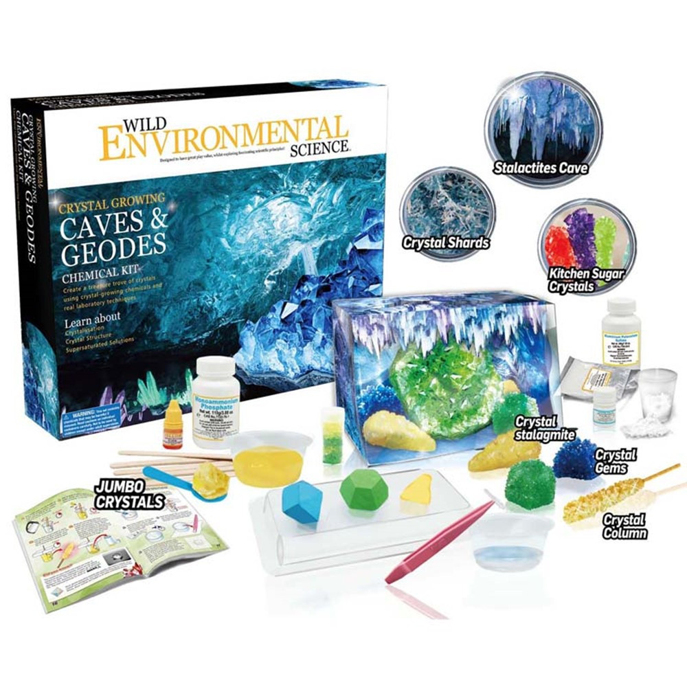 Wild Science Environmental Science - Crystal Growing Caves & Geodes Chemical Kit - CTUWES95XL | Learning Advantage | Experiments