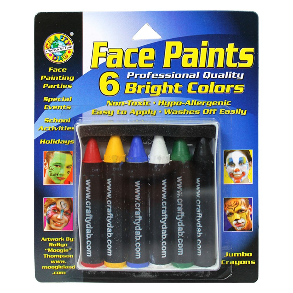 CV-80032 - Crafty Dab Jumbo Crayon Face 6 Pk Bright Paints in Paint