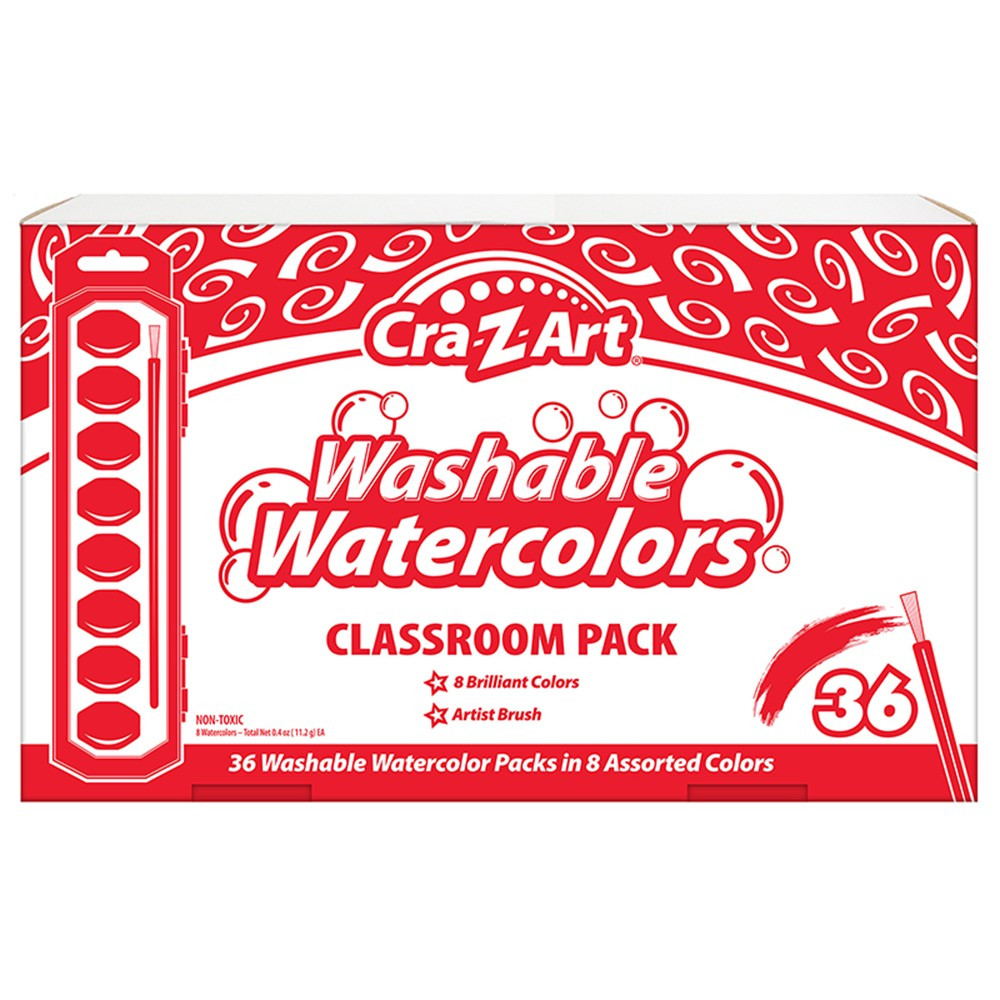 Washable Watercolors Classroom Pack, 8 Colors, 36 Count - CZA0240136 | Larose Industries Llc - Cra-Z-Art | Paint