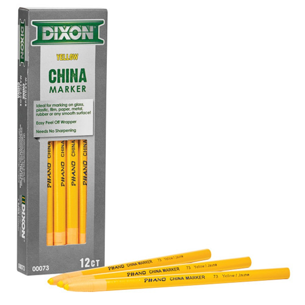 Dixon Phano China Markers, Black, Box Of 12