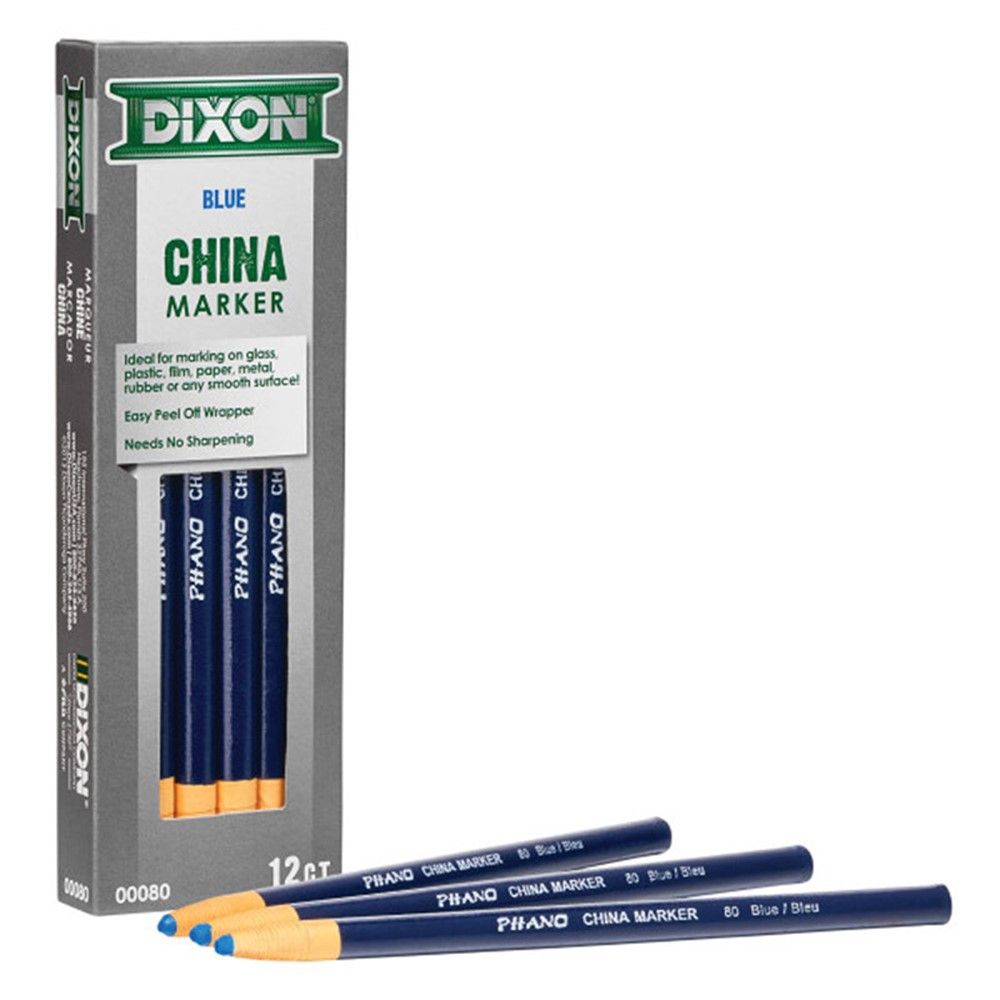 Phano China Markers, Blue, Pack of 12 - DIX00080 | Dixon Ticonderoga Company | Markers