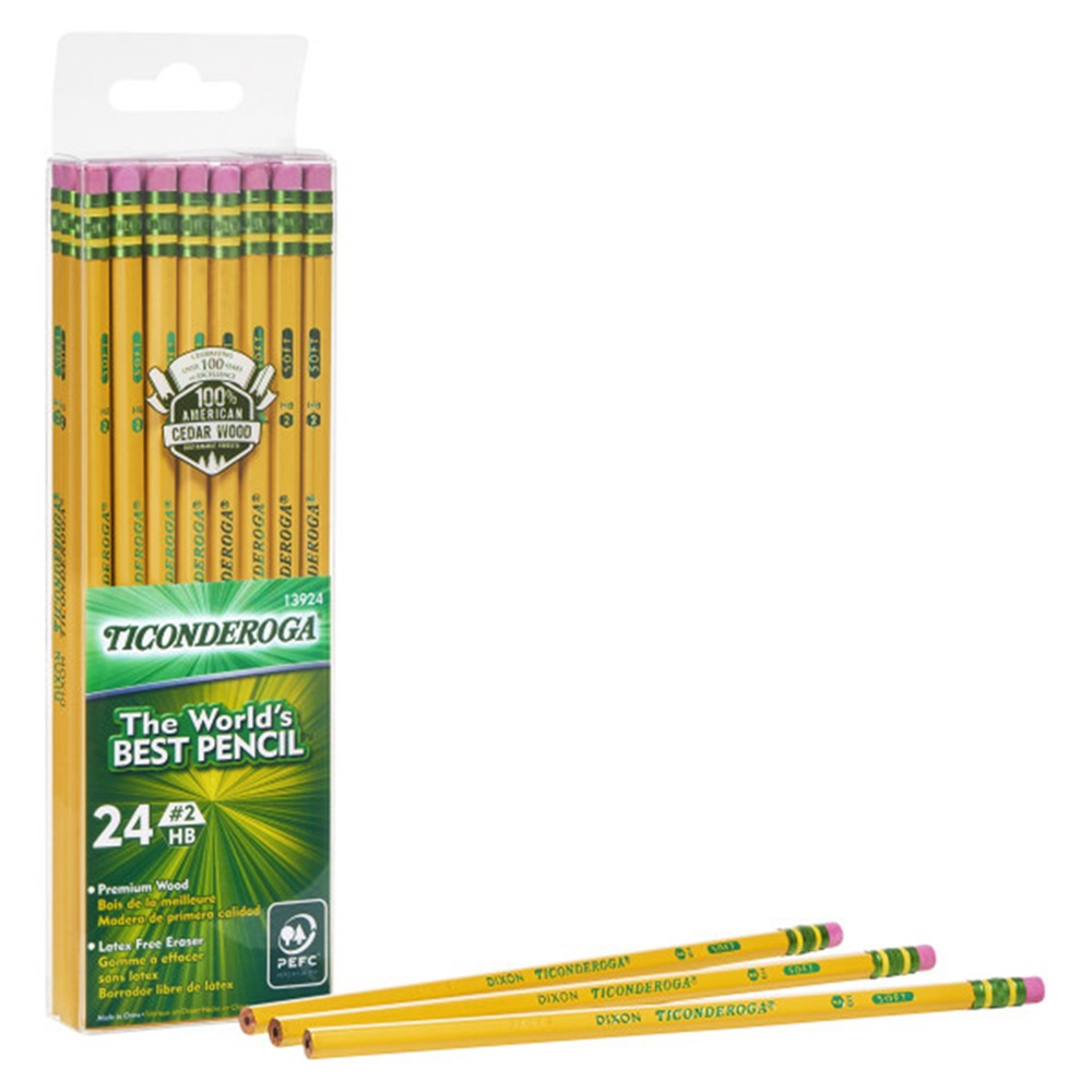 Pencils, #2 Soft, Yellow, Unsharpened, Pack of 24 - DIX13924 | Dixon Ticonderoga Company | Pencils & Accessories