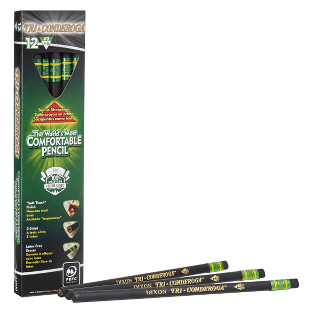 Tri-Conderoga 3-Sided Pencils with Sharpener, Pack of 12 - DIX22500 | Dixon Ticonderoga Company | Pencils & Accessories