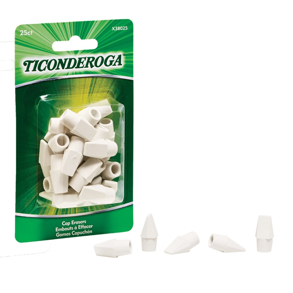 Wedge Cap Erasers, White, 25 Count - DIX38025 | Dixon Ticonderoga Company | Erasers