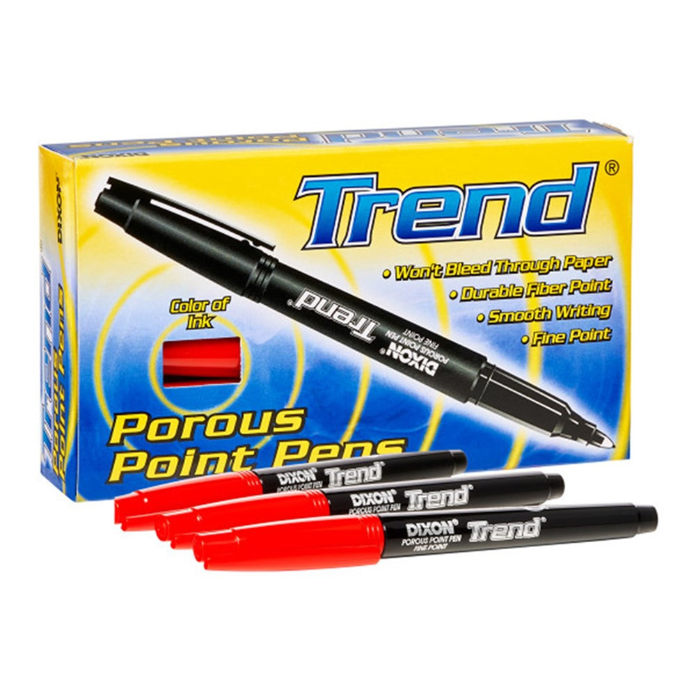 Trend Porous Point Pens, 12 Count, Red - DIX81110 | Dixon Ticonderoga Company | Pens