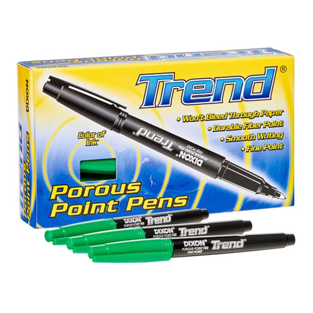 Trend Porous Point Pens, 12 Count, Green - DIX81140 | Dixon Ticonderoga Company | Pens