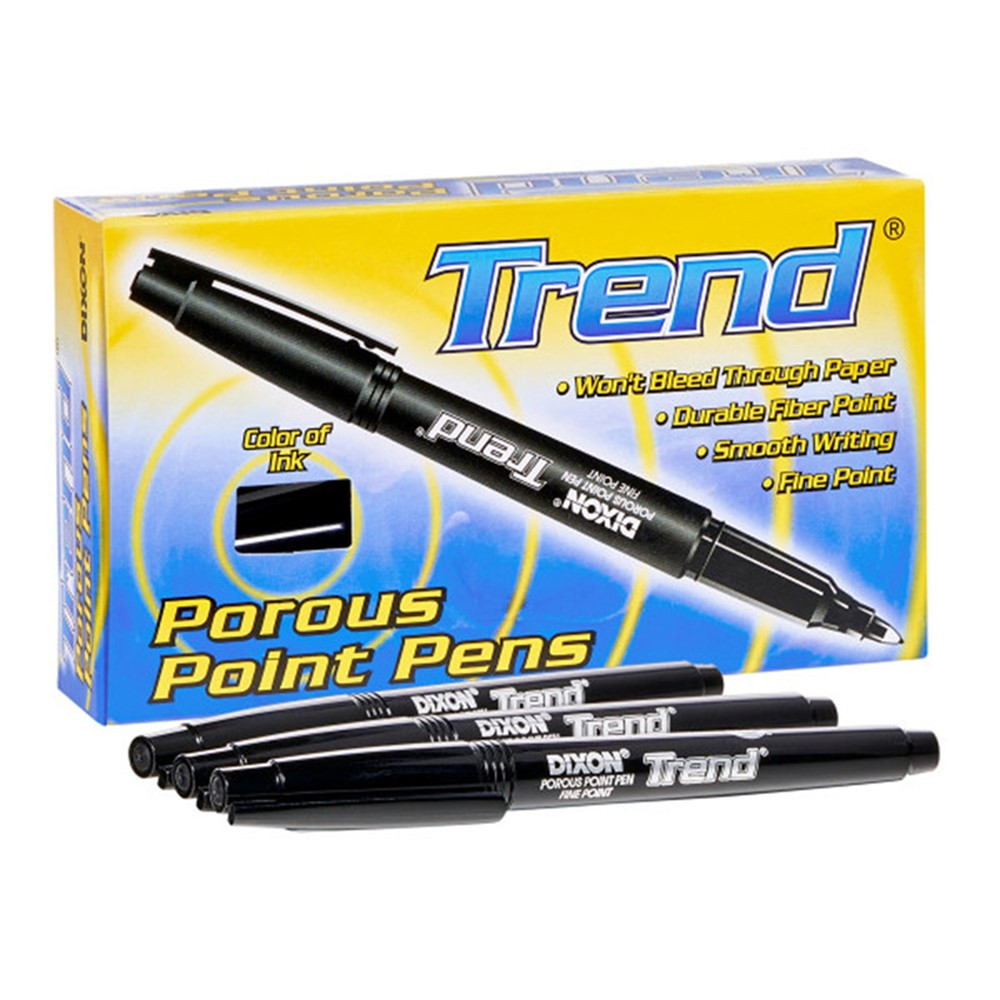 Trend Porous Point Pens, 12 Count, Black - DIX81170 | Dixon Ticonderoga Company | Pens