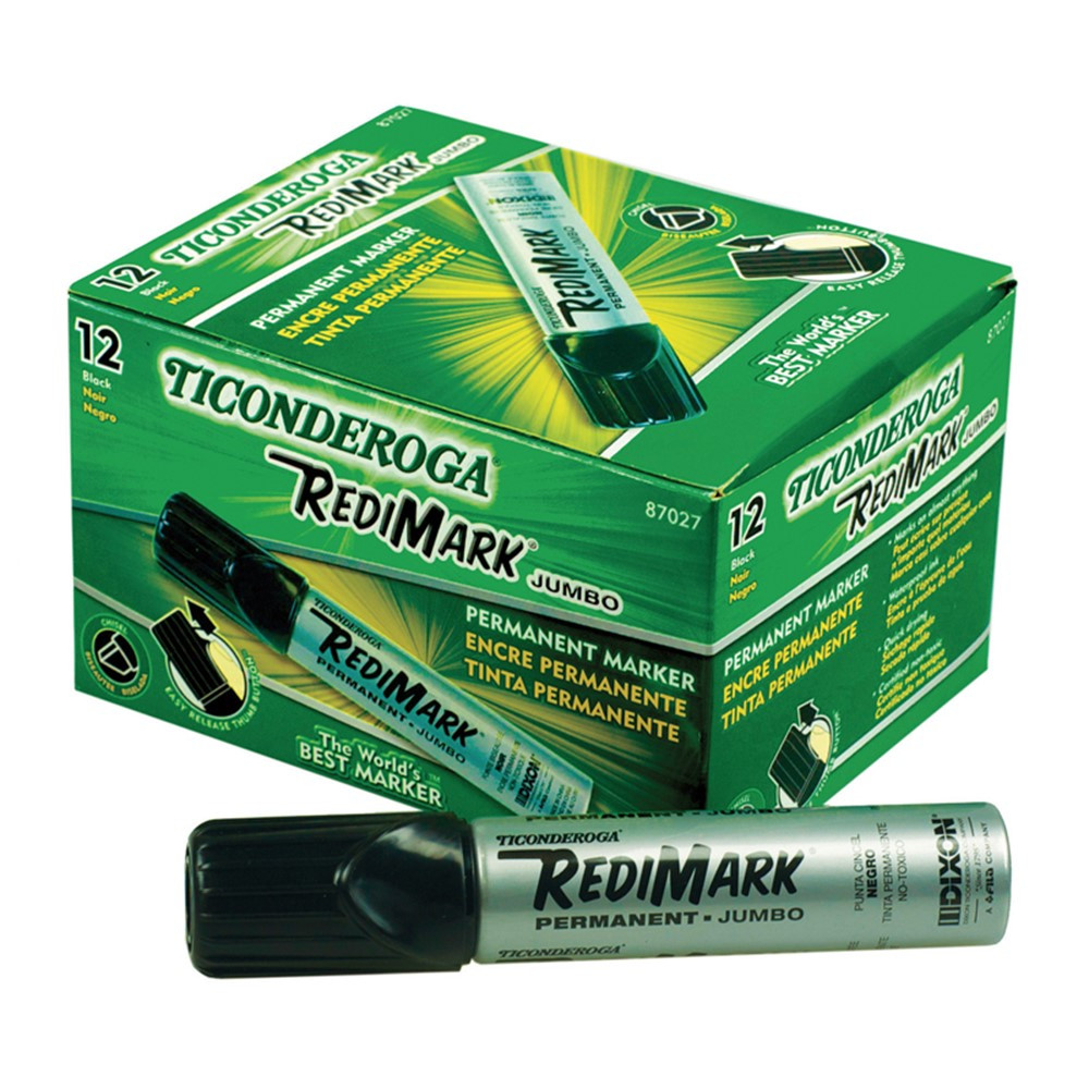 RediMark Jumbo Permanent Markers, Black, 12 Count - DIX87027 | Dixon Ticonderoga Company | Markers