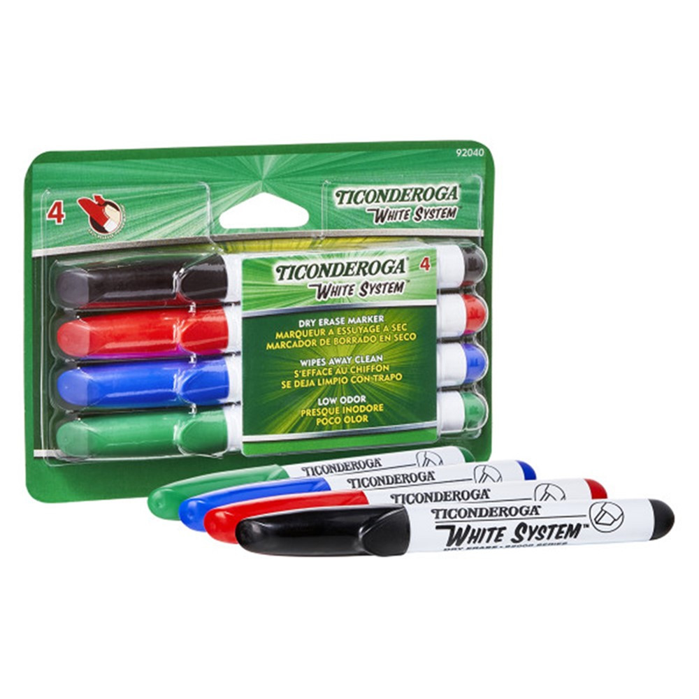 Dry Erase Markers, Chisel Tip, 4 Assorted Colors - DIX92040 | Dixon Ticonderoga Company | Markers