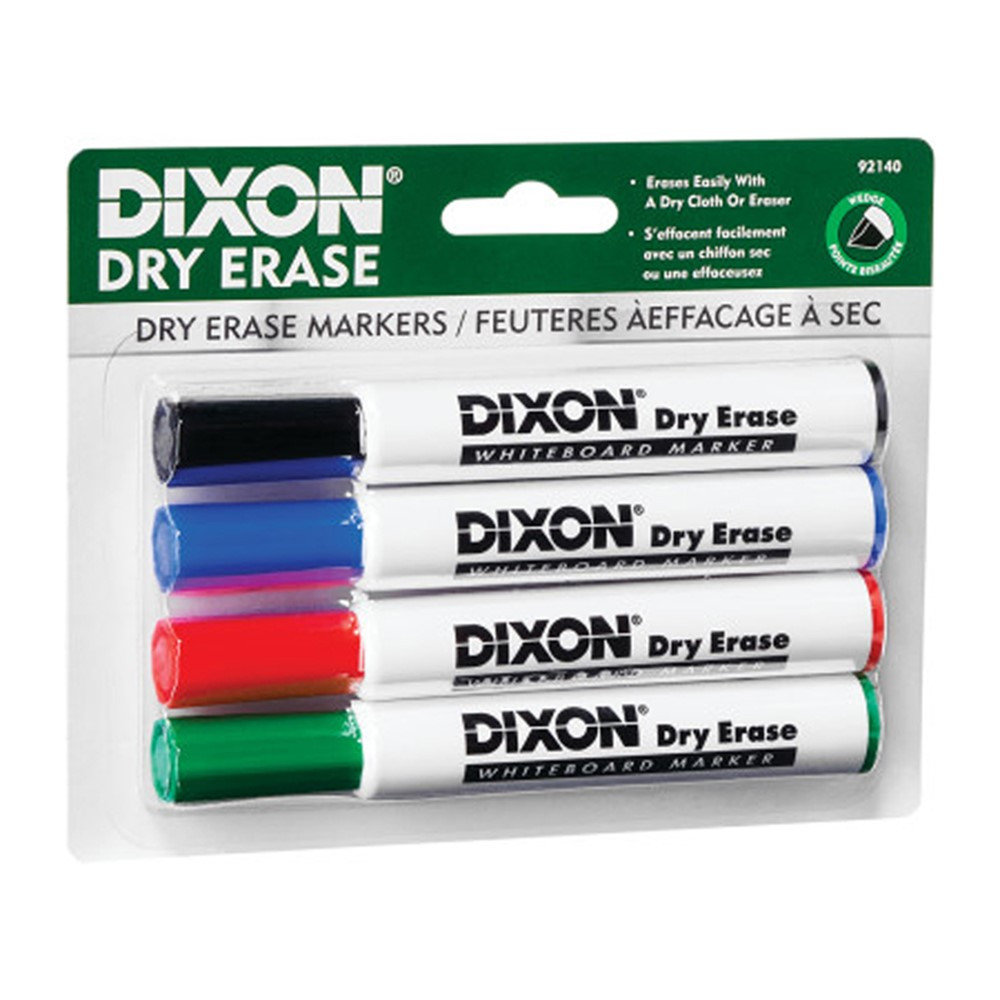 Dry Erase Markers Wedge Tip, 4 Color Set - DIX92140 | Dixon Ticonderoga Company | Markers