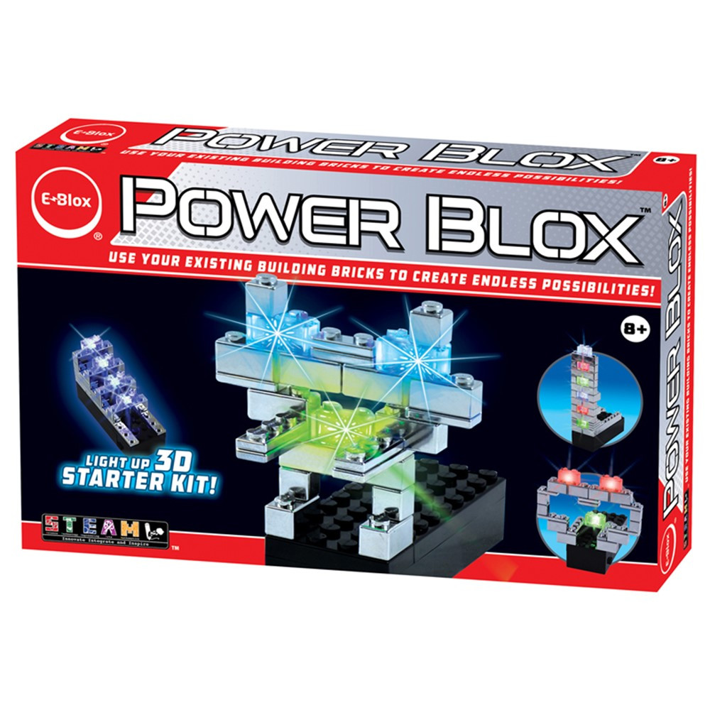 Power Blox Starter, LED Building Blocks, 25 Pieces - EBLPB0033 | E-Blox Inc. | Blocks & Construction Play