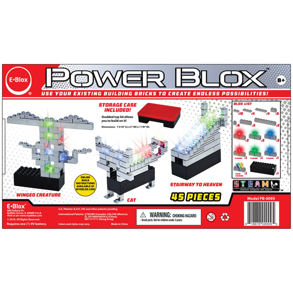 Power Blox Standard, LED Building Blocks, 45 Pieces - EBLPB0095 | E-Blox Inc. | Blocks & Construction Play