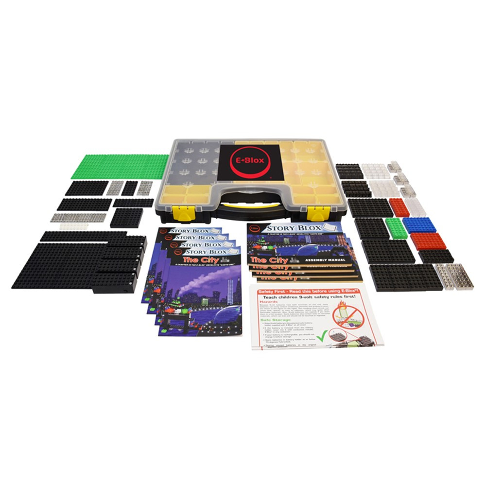 Story Blox - The City, Light-Up Building Blocks Classroom Set, 552 Pieces - EBLSB0477CS | E-Blox Inc. | Blocks & Construction Play