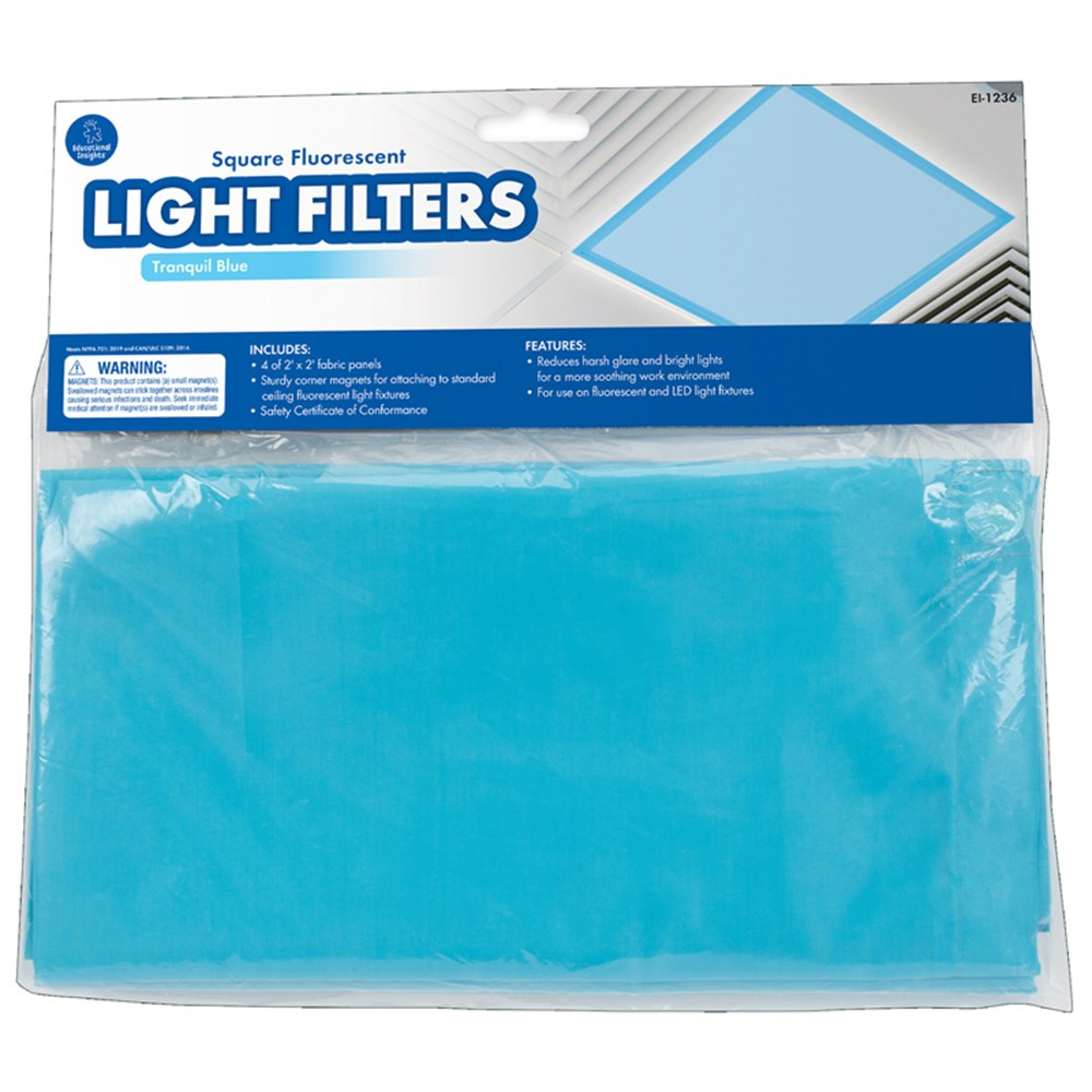 Classroom Light Filters, 2' x 2', Tranquil Blue, Set of 4 - EI-1236 | Learning Resources | Accessories