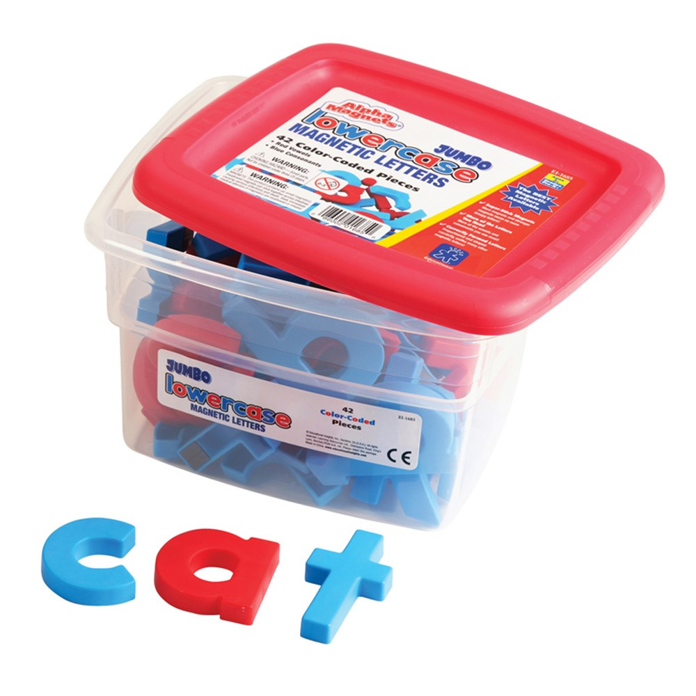 EI-1685 - Alphamagnets Jumbo Lowercase 42 Pcs Color-Coded in Magnetic Letters