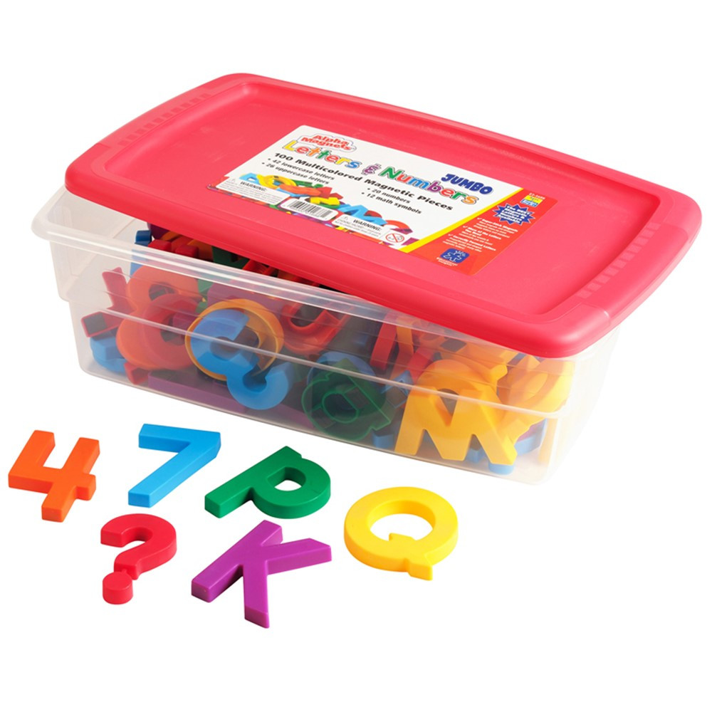 EI-1688 - Jumbo Alpha & Mathmagnets 100 Pcs Multicolored in Magnetic Letters