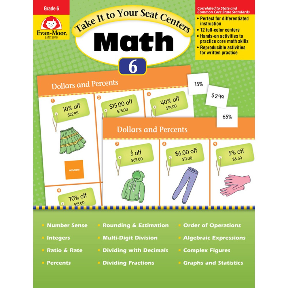 EMC3076 - Take It To Your Seat Gr 6 Math Centers in Activity Books