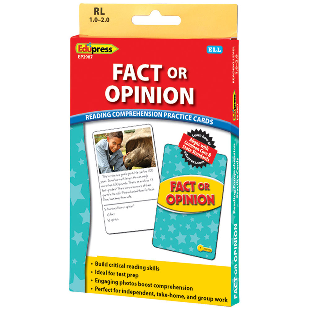 EP-2987 - Fact Or Opinion Ylw Lvl Reading Comprehension Practice Cards in Comprehension