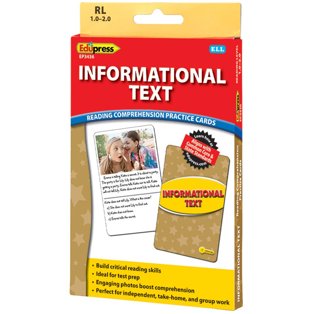 EP-3436 - Informational Text Ylw Lvl Reading Comprehension Practice Cards in Comprehension