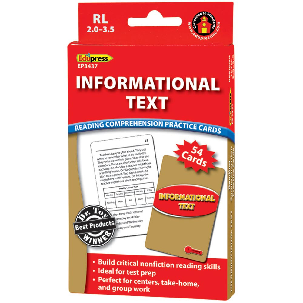 EP-3437 - Informational Text Red Lvl Reading Comprehension Practice Cards in Comprehension