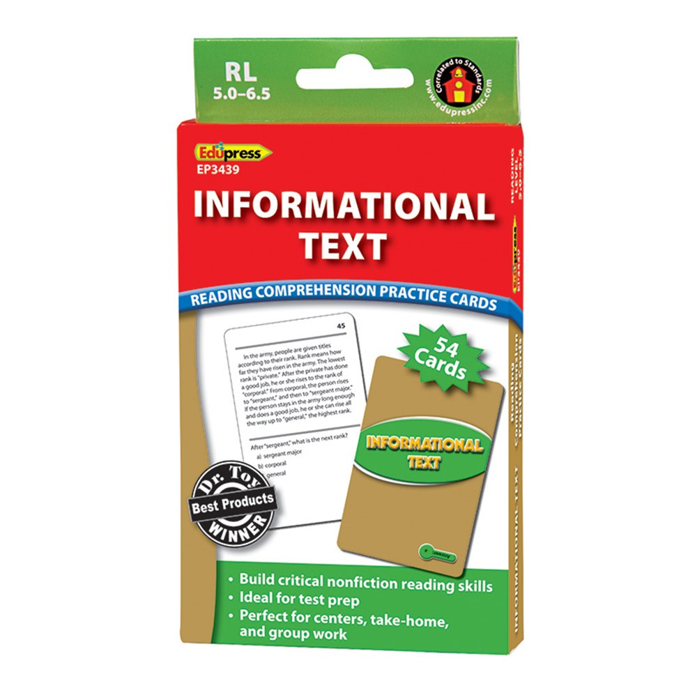 EP-3439 - Informational Text Grn Lvl Reading Comprehension Practice Cards in Comprehension