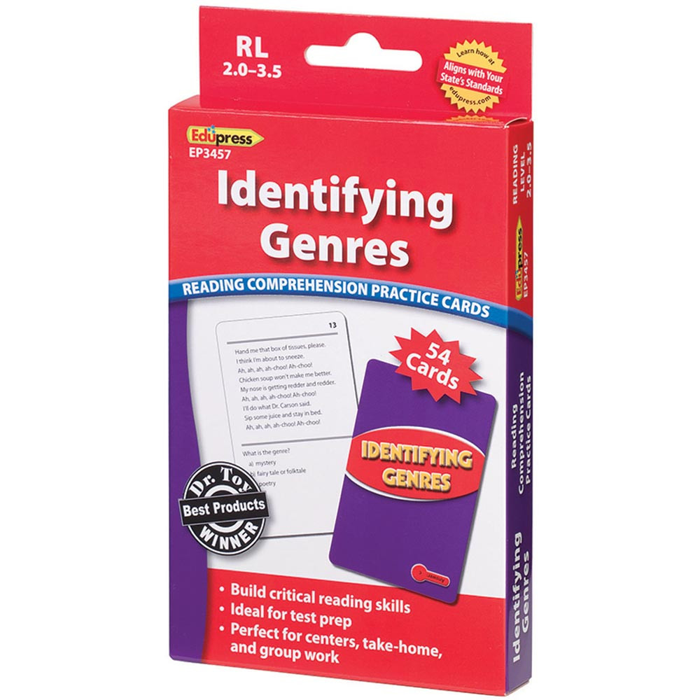 EP-3457 - Identifying Genres Reading 2.0-3.5 Comprehension Cards Red Level in Reading Skills