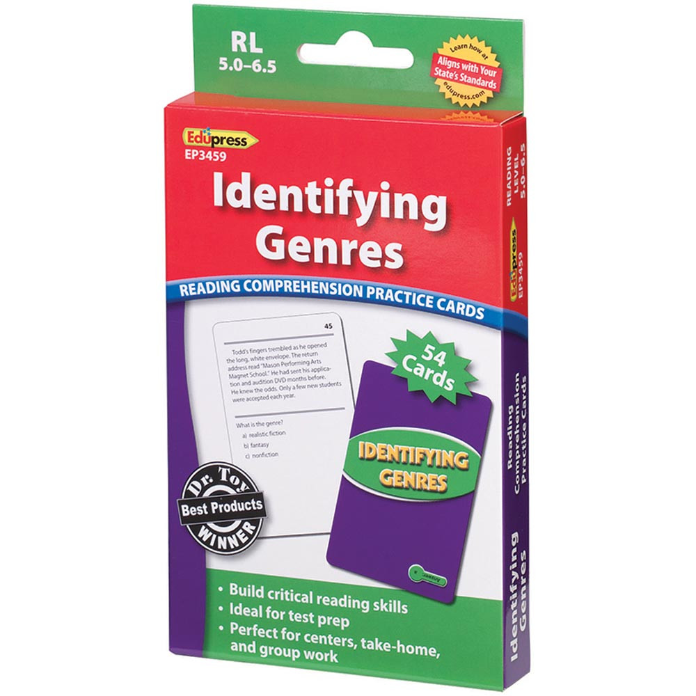 EP-3459 - Identifying Genres Reading 5.0-6.5 Comprehension Cards Green Level in Reading Skills