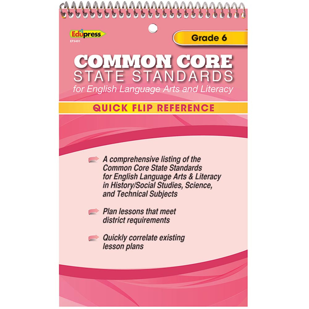 EP-3491 - Quick Flip Reference For Common Core State Standards Gr 6 in Cross-curriculum Resources