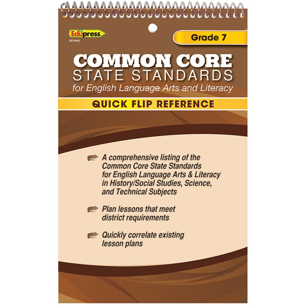 EP-3492 - Quick Flip Reference For Common Core State Standards Gr 7 in Cross-curriculum Resources