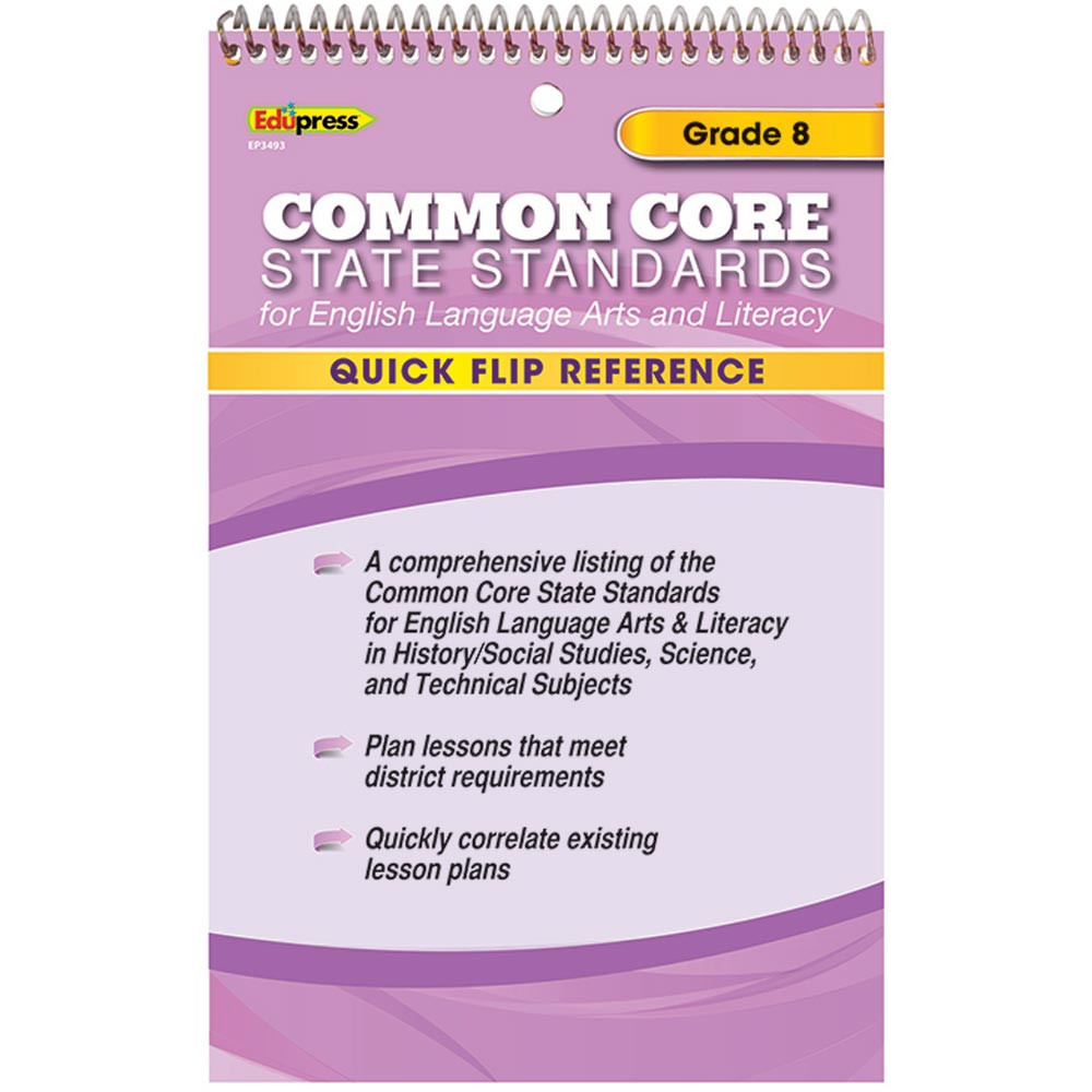 EP-3493 - Quick Flip Reference For Common Core State Standards Gr 8 in Cross-curriculum Resources