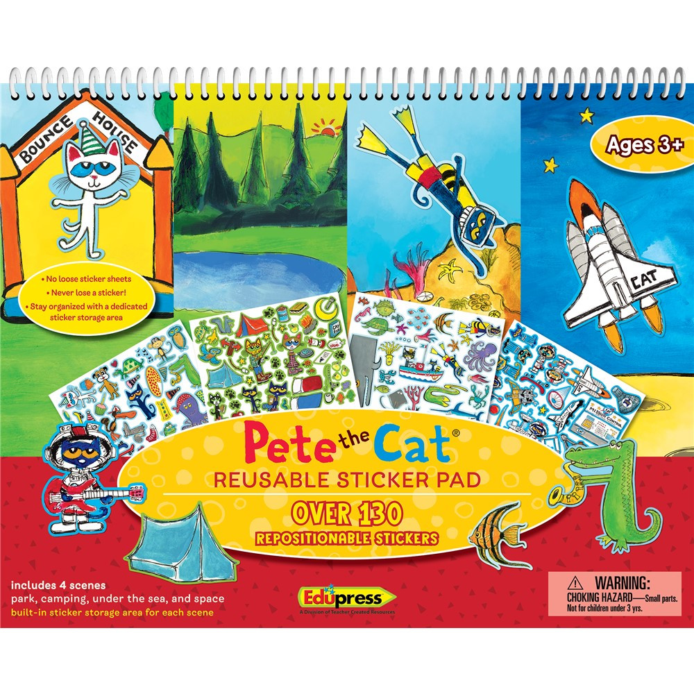 Pete the Cat Reusable Sticker Pad - EP-63234 | Teacher Created Resources | Deco: Stickers, Reusable Sticker Pads