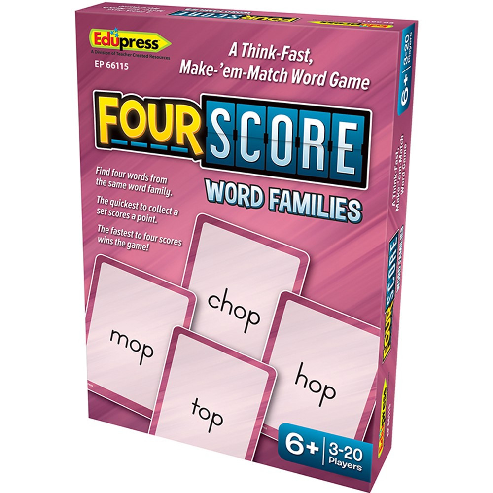 Four Score: Word Families Card Game - EP-66115 | Teacher Created Resources | Card Games