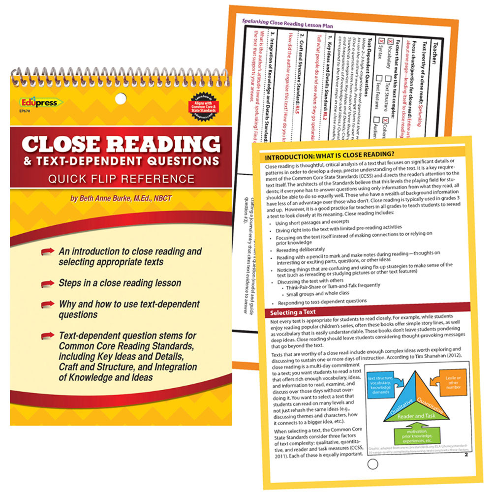 EP-670 - Quick Flip Guide For Close Reading And Text Dependent Questions in Cross-curriculum Resources