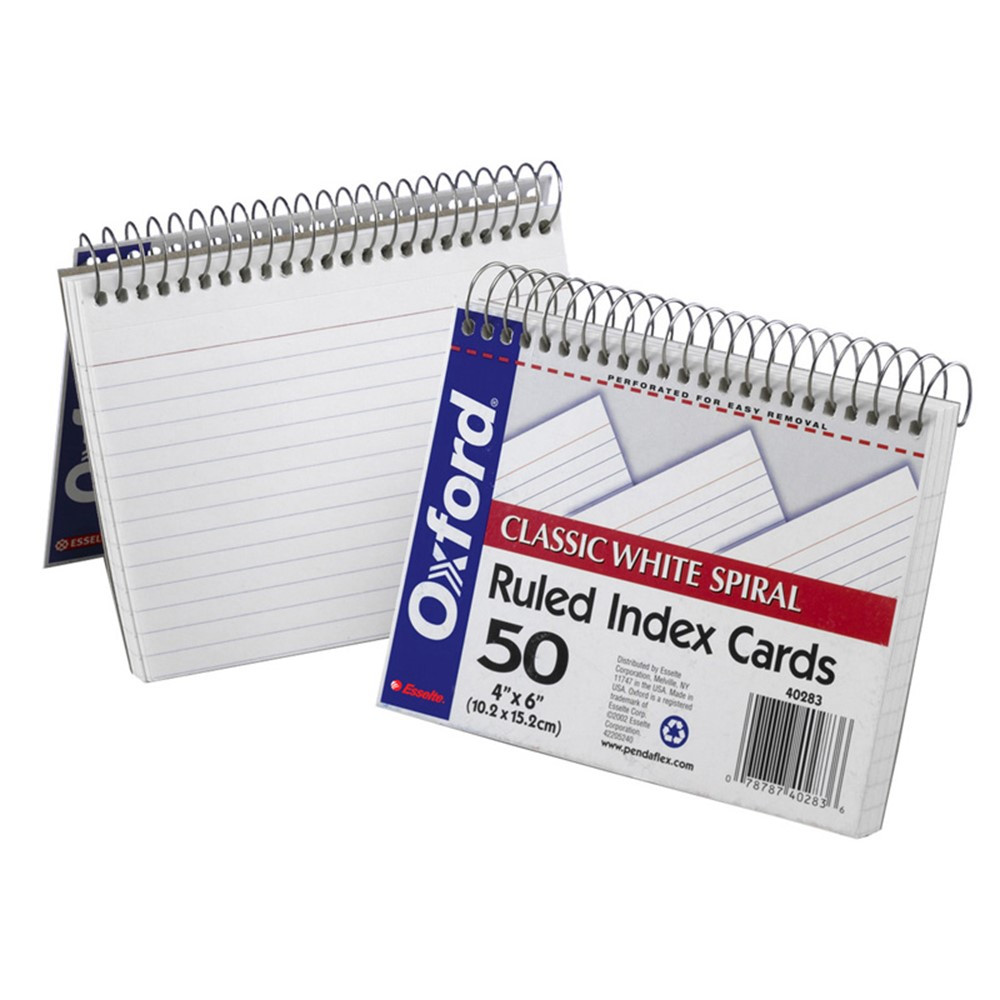 ESS40283 - Oxford Spiral Index Cards 4X6 White in Index Cards