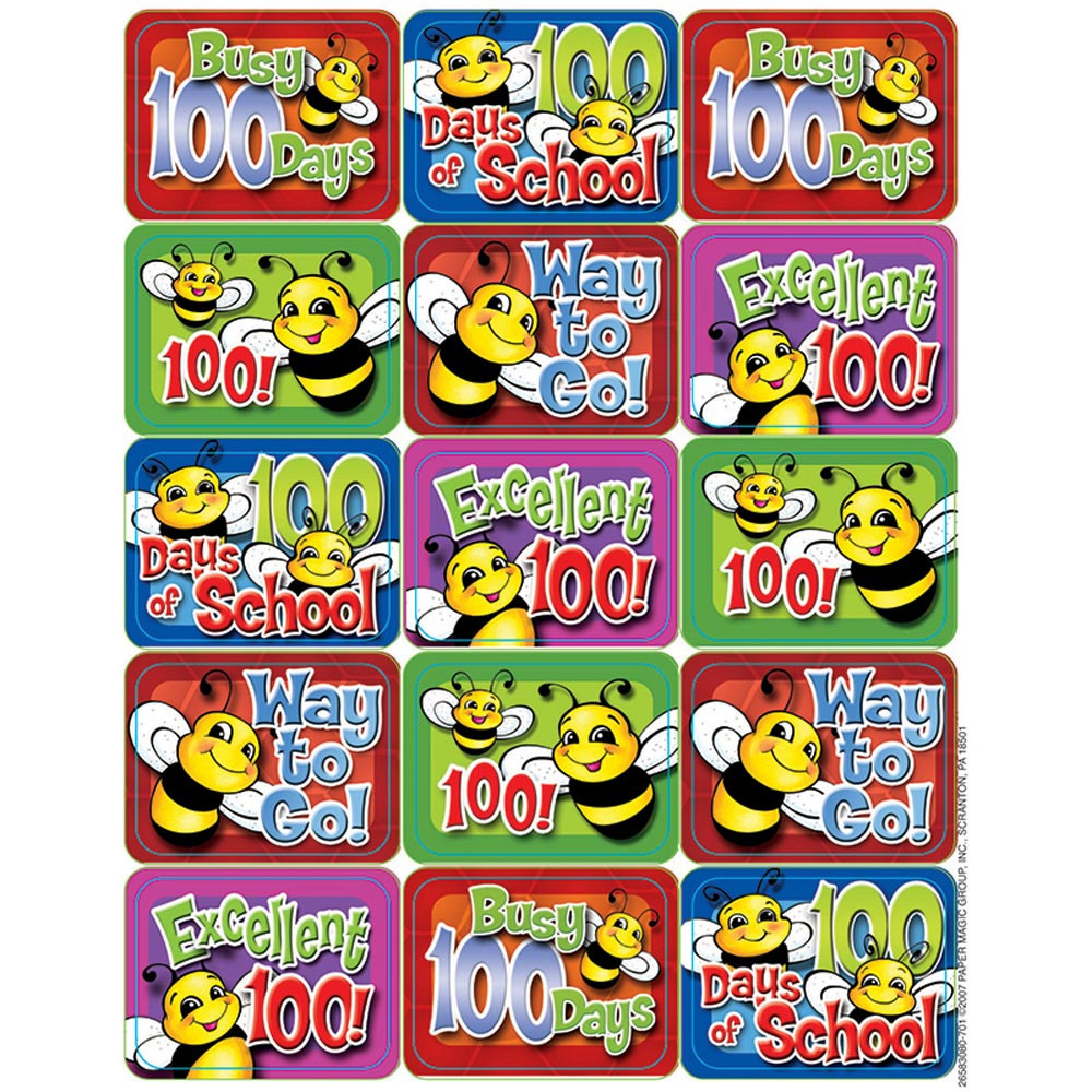EU-658308 - 100 Days Of School Bees Success Stickers in Stickers