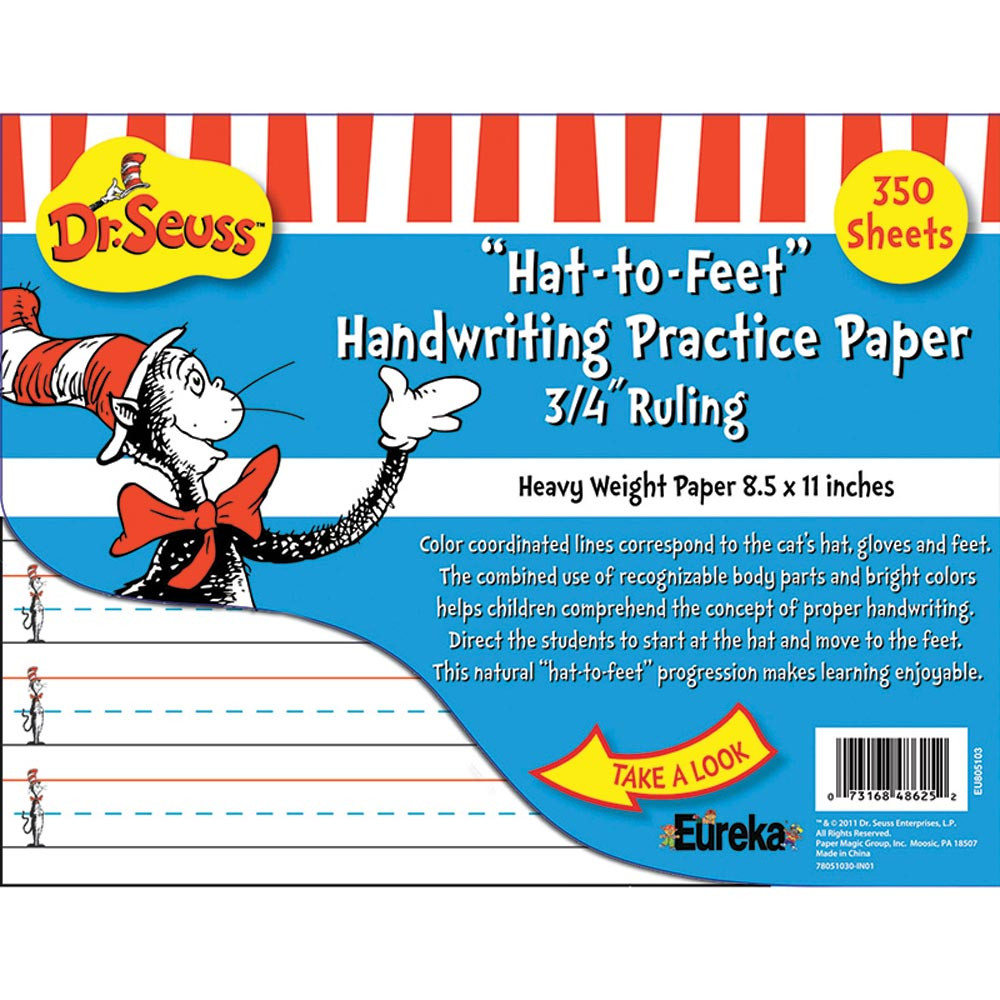 EU-805103 - Dr Seuss Hat To Feet 300Sht Handwriting Practice Paper in Handwriting Skills
