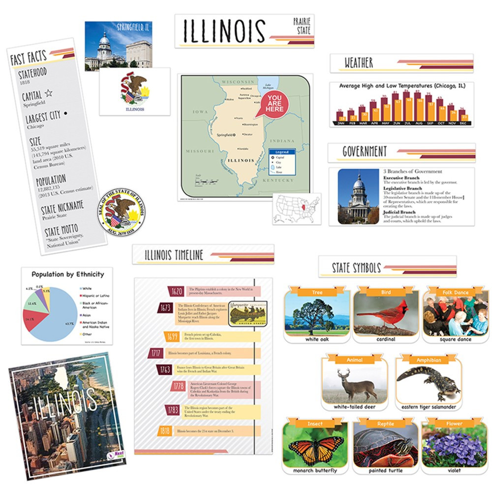 EU-847026 - State Bulletin Board Set Illinois in Classroom Theme
