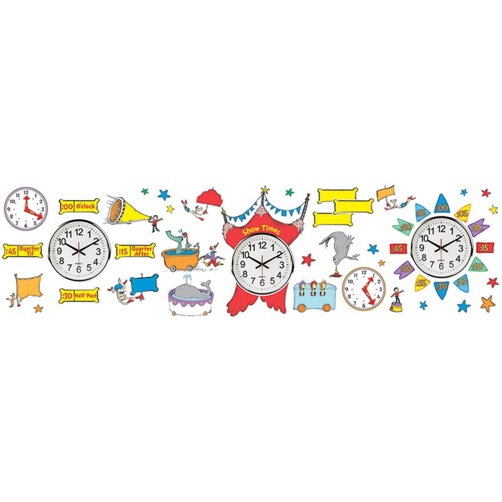 EU-847156 - Dr Seuss - If I Ran The Circus Telling Time Bulletin Board Set in Classroom Theme
