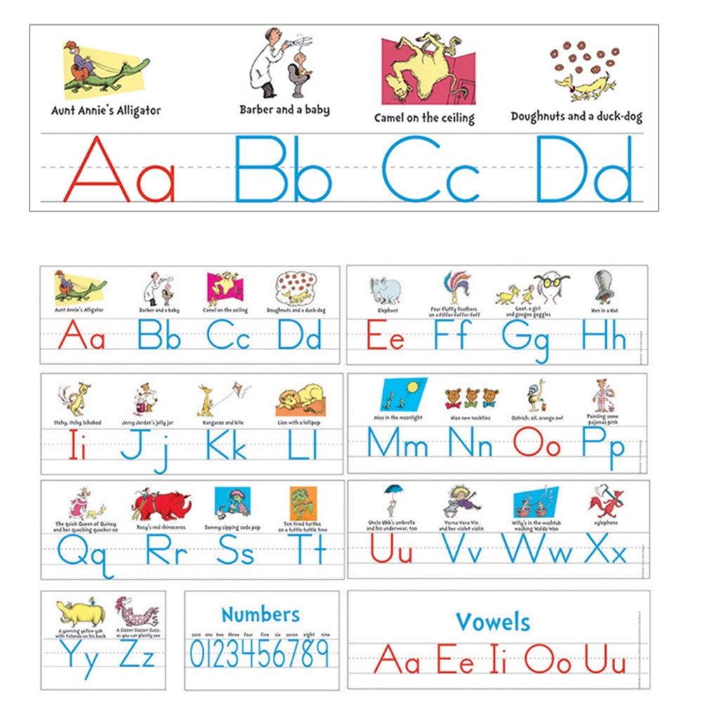 EU-847642 - Dr Seuss Manuscript Alphabet Bulletin Board Set in Language Arts