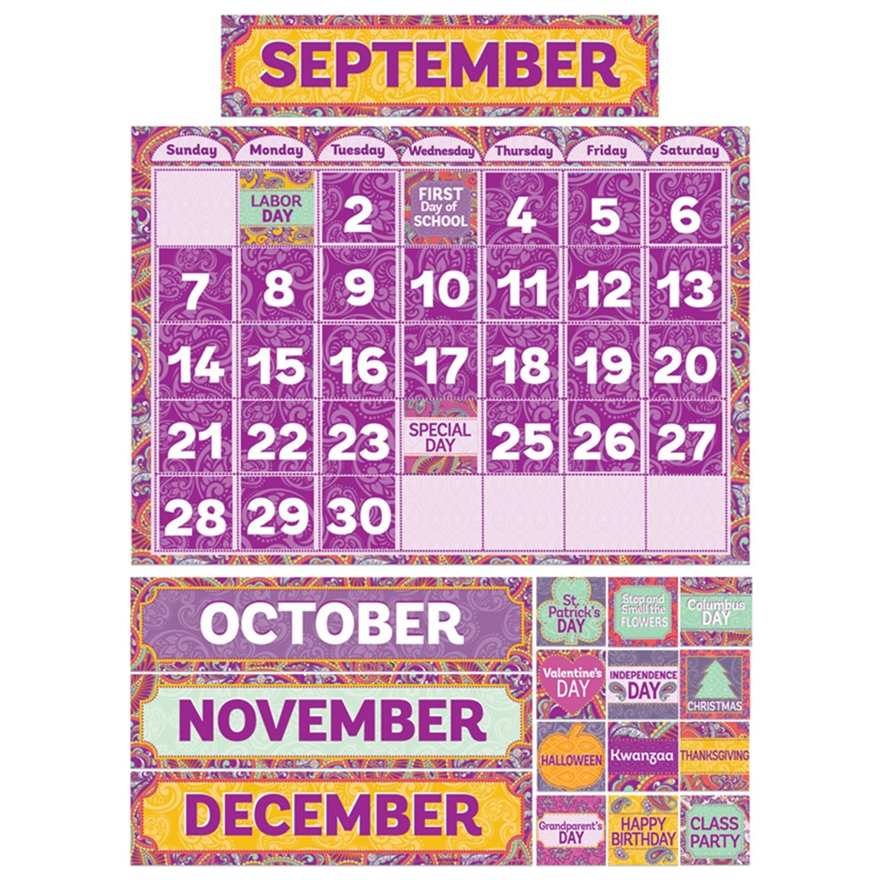Positively Paisley Calendar Bulletin Board Set - EU-847780 | Eureka | Calendars