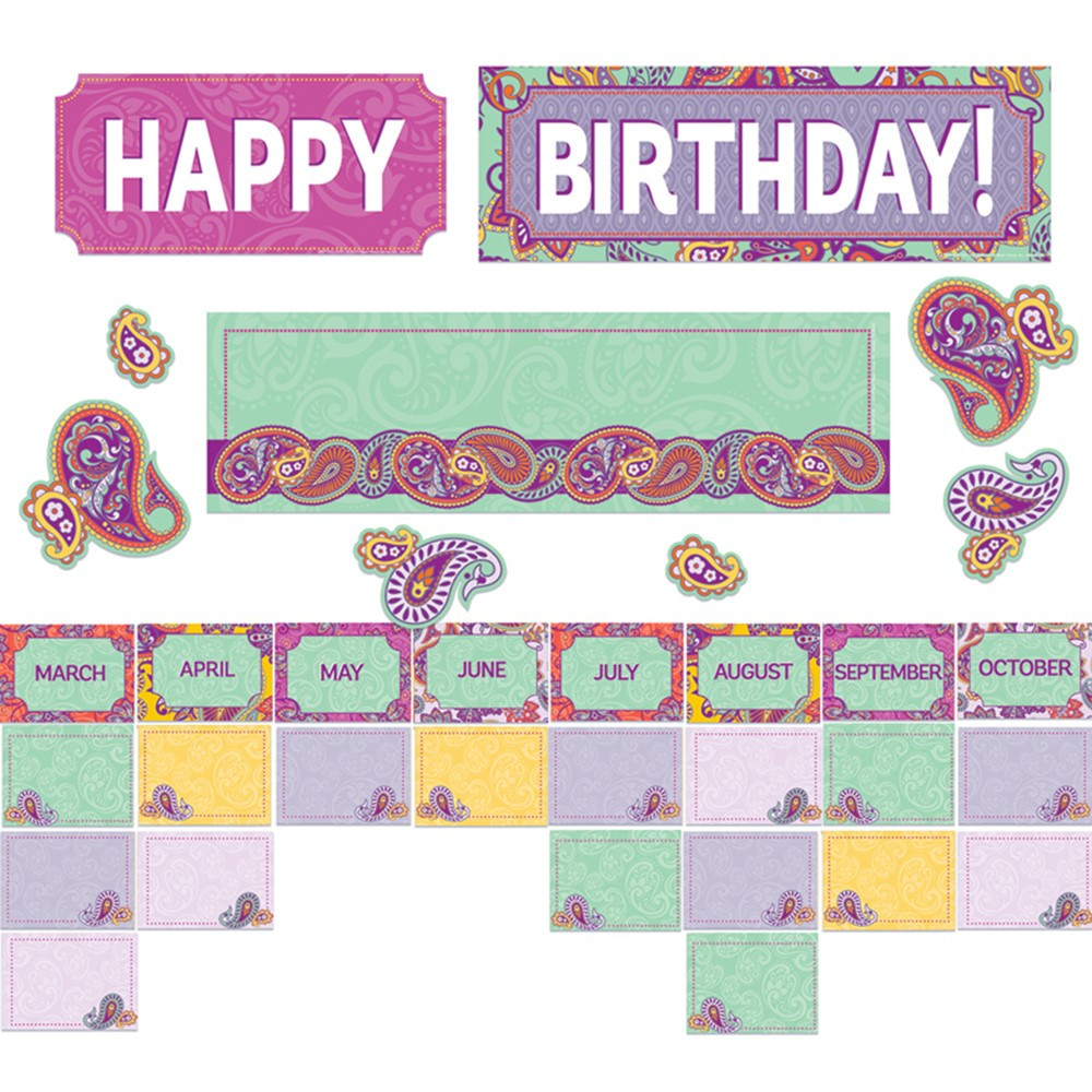 Positively Paisley Birthday Mini Bulletin Board Set - EU-847782 | Eureka | Classroom Theme