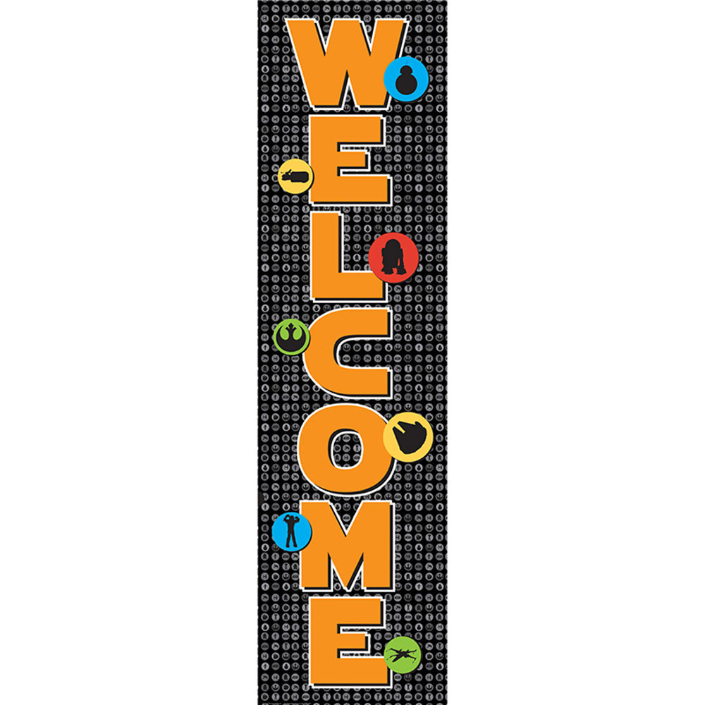 Eureka Blue and Red Plaid Welcome Back to School Vertical Banner Classroom Decoration 12 x 45 