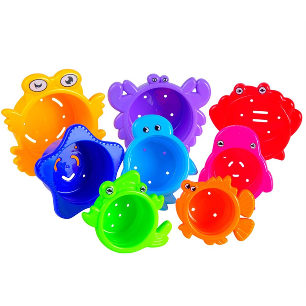 Beautiful Colored Stacking Cups With Sea Animals - EXAE3300 | Extasticks Llc | Manipulatives