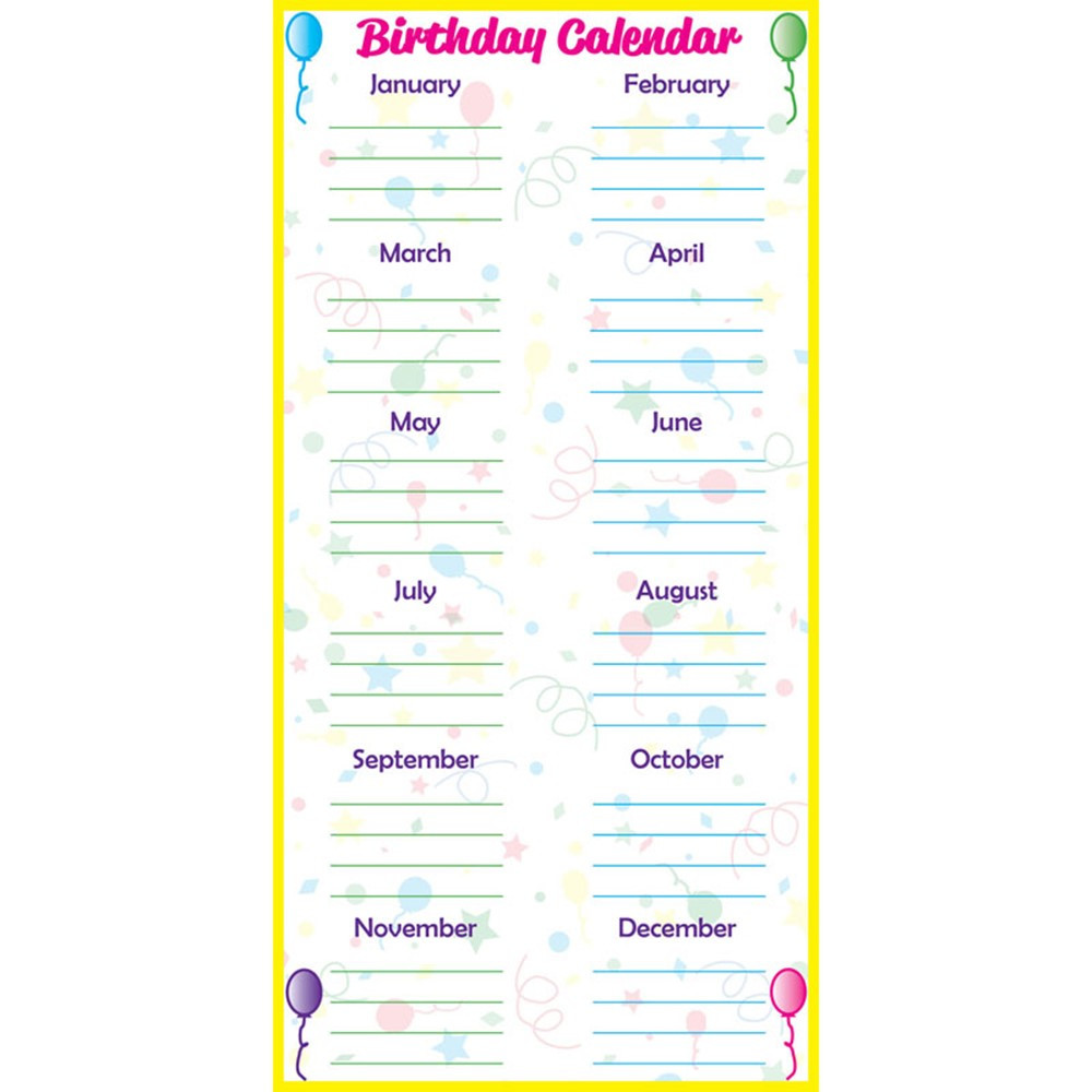 FLP90703 - Low-Tac Birthday Calendar Vertical in Calendars