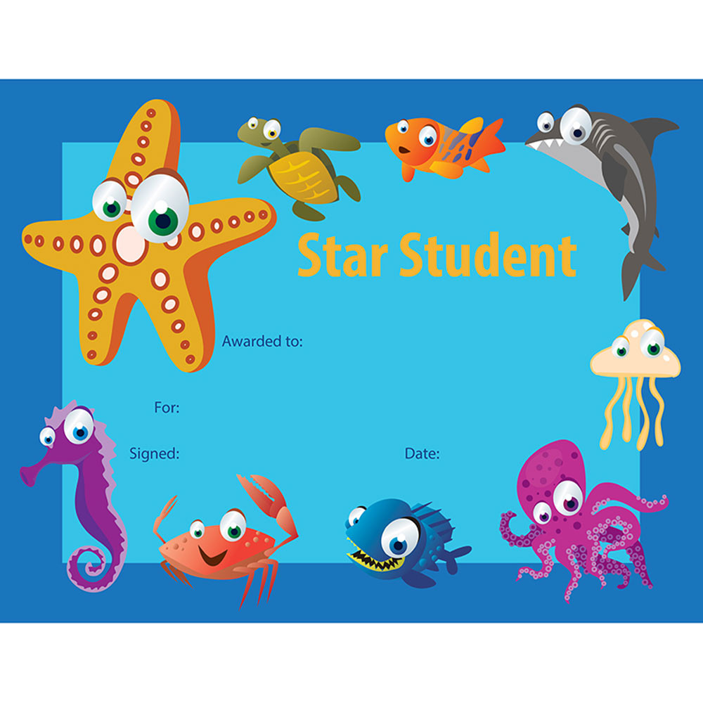 FLPUS200 - Star Student Certificate 30 Pk Under The Sea in Certificates